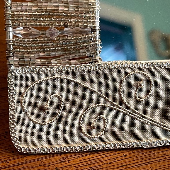 Silver Beaded Vanity Mirror - Picture 3 of 7